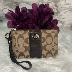 EUC Signature Coach Brown Wristlet